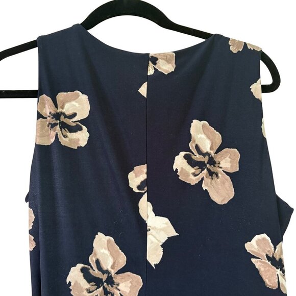 Tommy Hilfiger Women's Navy Blue Stretch Work Shift Dress Floral Print Size 10 - Picture 5 of 8